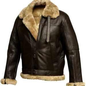 Aviator Bomber Jacket B3 Real Shearling Sheepskin Leather