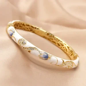 Lymphatic Magnetic Therapy Gold Cloisonné Enamel Bracelet