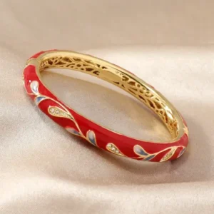 Lymphatic Magnetic Therapy Gold Cloisonné Enamel Bracelet