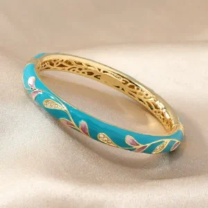 Lymphatic Magnetic Therapy Gold Cloisonné Enamel Bracelet