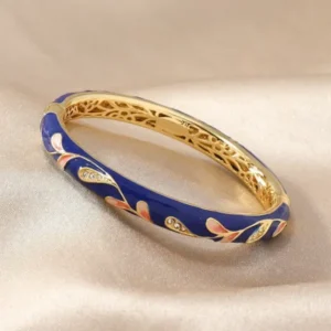 Lymphatic Magnetic Therapy Gold Cloisonné Enamel Bracelet