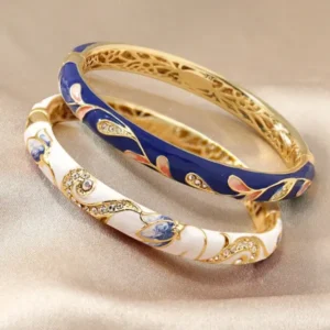 Lymphatic Magnetic Therapy Gold Cloisonné Enamel Bracelet