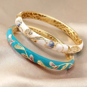 Lymphatic Magnetic Therapy Gold Cloisonné Enamel Bracelet