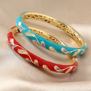 Lymphatic Magnetic Therapy Gold Cloisonné Enamel Bracelet