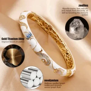 Lymphatic Magnetic Therapy Gold Cloisonné Enamel Bracelet