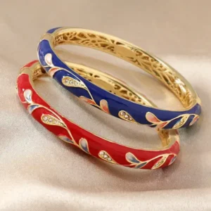 Lymphatic Magnetic Therapy Gold Cloisonné Enamel Bracelet