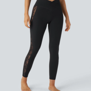 YUNPSO™ High Waist Cross Contrast Lace Yoga 7/8 Tights – UPF50+