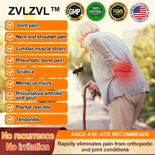 ZVLZVL™ Bee Venom Instant Pain Relief Arthritis Therapy Cream - Image 3